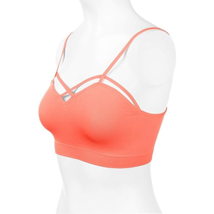 Sujetador deportivo de estilo cruzado de pecho bajo para mujer de calidad profesional, Top corto para gimnasio, forro de Spandex acolchado para correr, lavado frontal - Product Image 4