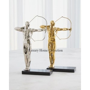 รูปปั้นโลหะหล่ออลูมิเนียมสำหรับยิงธนูชายวัตถุตกแต่งทำด้วยมืออุปกรณ์บนโต๊ะอาหารดีไซน์แบบคู่ - Product Image 2