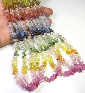 ลูกปัดไพลินหลายเม็ดสีธรรมชาติขนาด5-6มม. ลูกปัดด้าน16 "เส้น5เส้น - Product Image 4