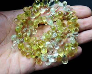 Vert Améthyste Citron Quartz Gouttes À Facettes Forme Perles Perles De Pierres Précieuses Naturelles 16 Pouces Fabrication De Bijoux Perles Collier - Product Image 1