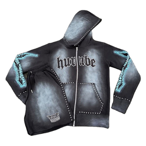 ชุดแทรคสูทผู้ชายทรงหลวมสไตล์สตรีทแวร์ ปักลายคุณภาพสูง ล้างสีแบบแอซิดวอช ประดับคริสตัลสะท้อนแสง สำหรับฤดูร้อน - Product Image 3