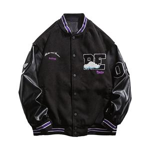 Customized Men's Wool/Cotton Stand Collar <b>Jacket</b> Fashionable Letterman Style for Outdoor Casual Wear XL Embroidery Plain Dyed - Product Image 1