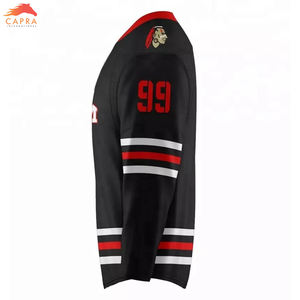 Maillot de hockey sur glace en polyester personnalisé de haute qualité avec impression par sublimation et logo brodé Service OEM disponible - Product Image 2