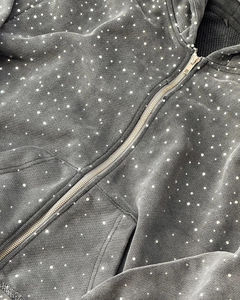 Sudadera con Capucha de Algodón Grueso de Alta Calidad Personalizada, Ropa Urbana con Pedrería, Logotipo Estampado en Relieve, Talla Grande - Product Image 4