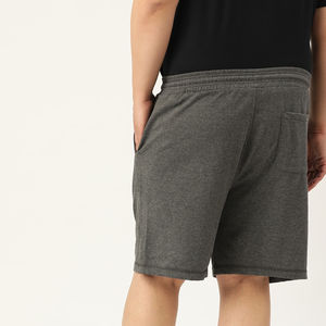 Jogger กีฬากางเกงขาสั้นผ้าฝ้ายผู้ชายกางเกงขาสั้นเหงื่อเอวยางยืดกระเป๋าขากางเกงขาสั้นขนแกะว่างเปล่า - Product Image 4