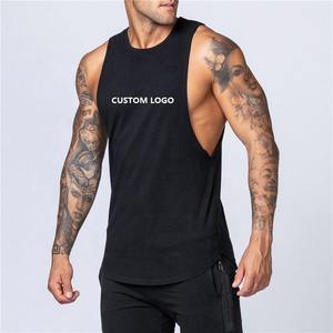 Camiseta sin mangas de Color con logotipo personalizado para hombre, camisetas de gimnasio de compresión transpirables de secado rápido, informales, de punto de poliéster, para entrenamiento atlético - Product Image 5