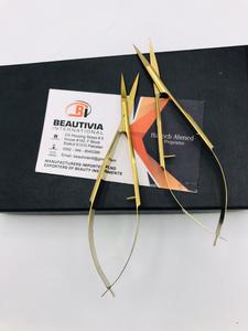 Ciseaux à ressort plasma dorés Extra Sharp lame incurvée en acier inoxydable ciseaux à cuticules solides russes pour l'application des ongles - Product Image 3