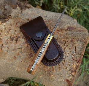 มีดพับดาบัสกัสทำมือขายดี พร้อมด้ามไม้ คุณภาพระดับอุตสาหกรรม สำหรับกิจกรรมกลางแจ้ง แคมป์ปิ้ง  พร้อมปลอก  สามารถปรับแต่งได้ - Product Image 5