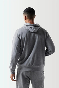 ชุดวอร์มผ้าฝ้ายทรงหลวมแบบสวมหัวสำหรับผู้ชาย450 100% โลโก้พิมพ์ลายแบบกำหนดเอง - Product Image 2