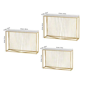 Consola de soporte de Metal dorado de diseño lineal, mesa de mármol, fabricante de muebles para el hogar personalizable, mayorista, venta directa de fábrica - Product Image 2