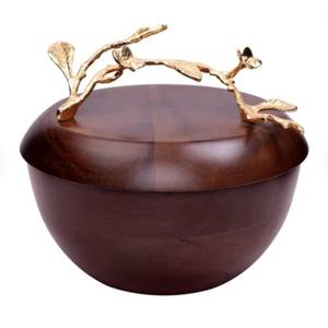 Bol de service en bois à prix abordable avec logo personnalisé en gros avec couvercle décoré - Product Image 2