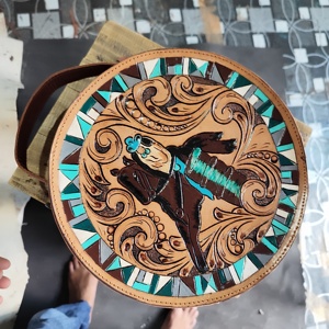 Bolso bandolera de piel de vaca de alta calidad para cantimplora occidental, el más vendido, bandolera de cuero con herramientas a mano, RTS - Product Image 5