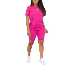 Personnalisé printemps 2024 décontracté femmes shorts ensembles vêtements de sport 2 pièces ensemble court femmes customMade deux pièces t-shirt et shorts ensembles - Product Image 3