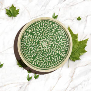 Plateau de service spécial Eid avec incrustation d'os, technique d'émail coloré pour l'usine de meubles, prix d'usine, fabriqué en Inde - Product Image 3