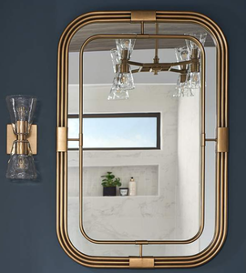 Espejo de Metal con acabado dorado decorativo de pared de diseño contemporáneo hecho a mano más vendido para hoteles, restaurantes y uso en el baño - Product Image 4
