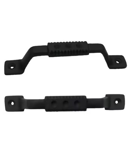 Heavy-duty black iron pull handle with handgrip sleek finished for barn doors, tool sheds, cabinets, and office decoration