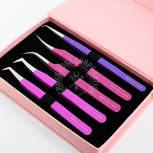 Pinzas de Volumen Rusas para Extensiones de Pestañas al por Mayor, de 90 y 45 Grados, de Acero Inoxidable, con Agarre Suave y Punta Curva Clásica - Product Image 1