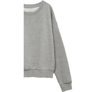 Sweat-shirt en polaire brodé pour femme, écologique, respirant, coupe-vent, gris clair, col rond, manches longues, 340g - Product Image 5