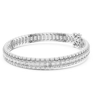 Pulsera de tenis de oro macizo de 14K con certificación VDS IGI, 23g, diamantes de corte esmeralda de lujo, regalo de boda moderno para ella, diamantes naturales - Product Image 2