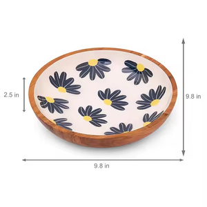 Bol rond en bois imprimé en émail pour servir mélanger la soupe à salade Bols de conception personnalisée faits à la main Bols d'utilisation d'ustensiles de cuisine disponibles - Product Image 2