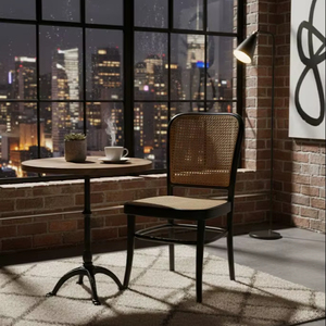 Silla de Comedor de Ratán Moderna y Ecológica SOLOBEAT para Restaurante al Aire Libre, Sala de Estar y Apartamento - Product Image 1