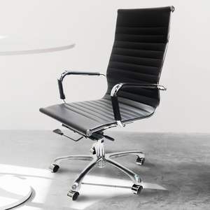 Silla Ejecutiva de Oficina Cromada con Cuero PU, Altura Ajustable, Giratoria, Ergonómica, para Conferencias y Tareas - Product Image 1