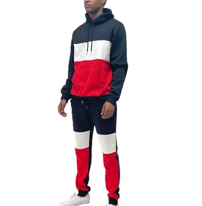 Punchin Sports Logo personnalisé 100% survêtements en coton pour hommes cordon de serrage rond surdimensionné 3 Patchwork respirant grande taille ensembles - Product Image 2