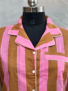 ชุดนอนผ้าฝ้าย100% งานทำมืออินเดียชุดนอนกลางคืนผ้าเนื้อนุ่มทอพร้อมชุดนอนผ้าฝ้ายแท้พิมพ์ลายขวาง - Product Image 2