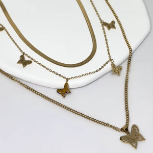 MOONRIVER Collar Minimalista de Perlas de Doble Capa para Mujer para Bodas Fiestas Románticas Joyería de Acero Inoxidable-Verano - Product Image 1