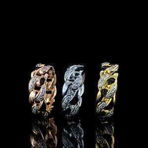 Anillo de enlace cubano Hiphop 10K/14K VVS Moissanite Anillo de moissanita incoloro de corte redondo brillante - Product Image 6