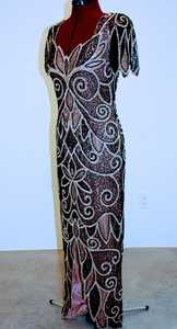 Vestidos de cóctel de longitud completa con forma de cuerpo largo de medio patrón para eventos Vestido de fiesta de noche negro antiestático - Product Image 3