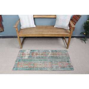 Tapis vintage 2x3,9 pieds (60x120 cm), tapis persan turc bleu - Product Image 3