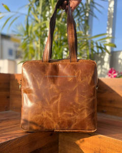 Bolso de mensajero de cuero auténtico hecho a mano, funda para ordenador portátil, archivador, bolsos de oficina, bolsos de hombro informales Unisex, novedad - Product Image 5