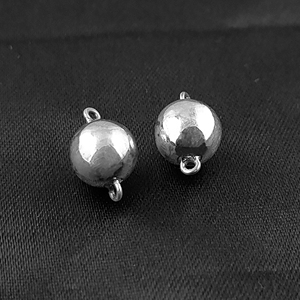 Perles rondes en argent Sterling 925 argent Sterling lisse rond fait à la main Designer connecteur perle 14x9mm fabrication de bijoux fantaisie perles entretoises - Product Image 1