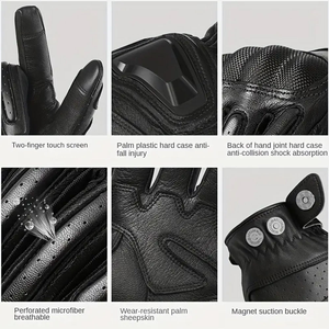 Gants de moto en cuir véritable pour adultes compatibles avec les écrans tactiles, isolation thermique hiver 2025, OEM par KARIMAN INDUSTRY - Product Image 6