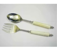 Juego de Cubiertos para Ensalada de Madera Natural Ecológica, Apto para Lavavajillas, para Ensaladas, Sopas y Frutas Condimentadas