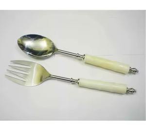 Natural Wood Eco-Friendly Salad Server Set Dishwasher Safe for Salad <b>Soup</b> & Spiced Fruits Mixing - Product Image 4