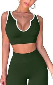 Elegante conjunto de yoga naranja Top corto y polainas de pijama transpirable ropa de fitness sin costuras para mujeres - Product Image 2