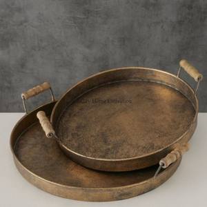 Decoración de centro de mesa de bandeja hecha de latón con estilo único de Color dorado de alta graduación de diseñador Vintage para bodas y fiestas - Product Image 2