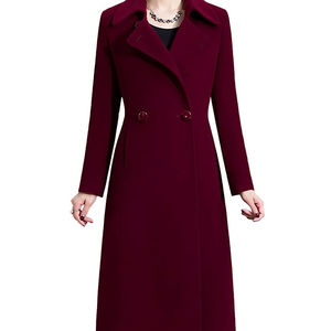 Ventes en gros de manteaux longs en laine pour femmes, manteaux en laine tricotés décontractés, unis, avec plusieurs poches pour femmes - Product Image 1