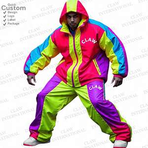 Chándal cortavientos Vintage con cremallera, conjunto de 2 piezas, chándal ligero de gran tamaño de nailon liso para hombre - Product Image 2