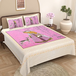 Wholesale 100% Natural Cotton Hand Block Printed <b>King</b> <b>Size</b> Bed Sheets Handmade Bedding Set Cotton Bedsheet and <b>Pillow</b> Cover Set - Product Image 2
