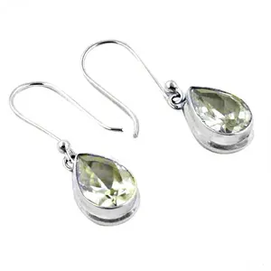 Boucles d'oreilles en argent 925 plaqué or vintage pour femmes, améthyste verte en forme de larme, mignonnes et tendance pour les mariages et les fêtes - Product Image 3