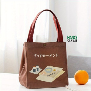 กระเป๋าผ้าฝ้ายแบบมีเชือกผูก น่ารัก เรียบง่าย พกพาสะดวก เหมาะสำหรับปิกนิกกลางแจ้ง ใส่กล่องข้าวกลางวัน ขนาดสั่งทำได้ ผลิตในเวียดนาม ไม่มีแบรนด์ รับผลิตแบบ OEM ขายส่ง - Product Image 3