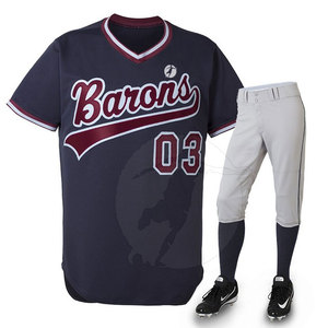 Conjunto de uniforme de béisbol de cuello redondo duradero con estampado personalizado, ropa deportiva de poliéster 100% transpirable de secado rápido, opción de softbol de talla grande - Product Image 3