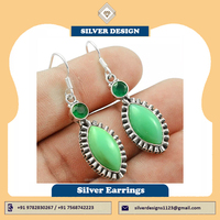 Boucles d'oreilles pendantes personnalisables en argent sterling 925, cadeau de mariage ou de fête, avec pierre précieuse naturelle Chrysoprase en forme de marquise, faites à la main, troisième modèle