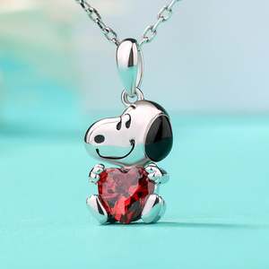สร้อยคอจี้สวยงาม Jeulia Hug Me Live in the Present Puppy Heart Cut เงินสเตอร์ลิง - Product Image 4
