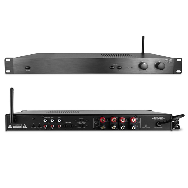 Audio Power Amplifier 250W X 2 Channel Stereo HiFi Amplifier 1U Solid Mental Amplifier with Bass and Treble Control