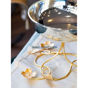 Tazón de Metal de aluminio de Color dorado de lujo de diseño atractivo con asa Tazón de Metal redondo grande para el accesorio de decoración del hogar y la cocina - Product Image 6