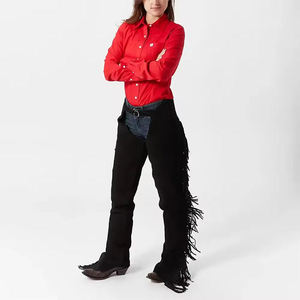 Chaps d'équitation de qualité supérieure, couleur noire intégrale, style anglais, panneau élastique, pour hommes et femmes, cuir de vache véritable, fermeture à boucle - Product Image 2